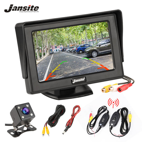 Jansite 4.3 Inch TFT LCD Car Monitor Display Wireless Cameras Reverse Camera Parking System for Car Rearview Monitors NTSC PAL