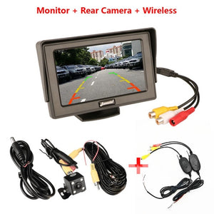 Jansite 4.3 Inch TFT LCD Car Monitor Display Wireless Cameras Reverse Camera Parking System for Car Rearview Monitors NTSC PAL