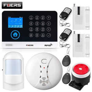 FUERS WG11 WIFI GSM Wireless Home Business Burglar Security Alarm System APP Control Siren RFID Motion Detector PIR Smoke Sensor