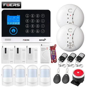 FUERS WG11 WIFI GSM Wireless Home Business Burglar Security Alarm System APP Control Siren RFID Motion Detector PIR Smoke Sensor