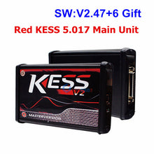 Load image into Gallery viewer, V2.47 Online EU Red KESS V2 5.017 Full Master OBD2 Manager Tuning KESS V5.017 4 LED KTAG V7.020 BDM Frame K-TAG 7.020 ECU Chip