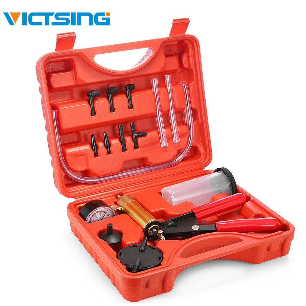 VicTsing Car Auto Hand Held Vacuum Pump 2 in 1 Brake Fluid Bleeder Auto Oil Change Pump Tool Kits Pressure Vacuum Gauge