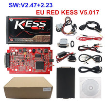 Load image into Gallery viewer, V2.47 Online EU Red KESS V2 5.017 Full Master OBD2 Manager Tuning KESS V5.017 4 LED KTAG V7.020 BDM Frame K-TAG 7.020 ECU Chip