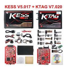 Load image into Gallery viewer, V2.47 Online EU Red KESS V2 5.017 Full Master OBD2 Manager Tuning KESS V5.017 4 LED KTAG V7.020 BDM Frame K-TAG 7.020 ECU Chip