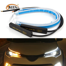 Load image into Gallery viewer, OKEEN 2x Ultrafine Cars DRL LED Daytime Running Lights White Turn Signal Yellow Guide Strip for Headlight Assembly Drop Shipping