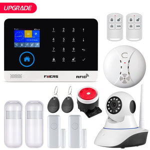 FUERS WG11 WIFI GSM Wireless Home Business Burglar Security Alarm System APP Control Siren RFID Motion Detector PIR Smoke Sensor