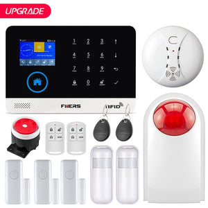 FUERS WG11 WIFI GSM Wireless Home Business Burglar Security Alarm System APP Control Siren RFID Motion Detector PIR Smoke Sensor