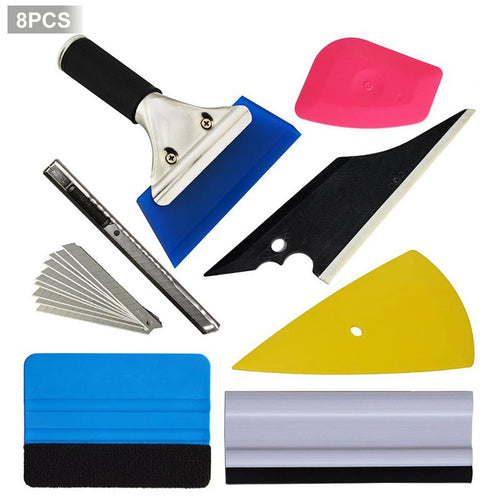 8 PCS/Set Car Glass Protective Film Car Window Wrapping Tint Installing Tool Including Squeegees Scrapers Film Cutters