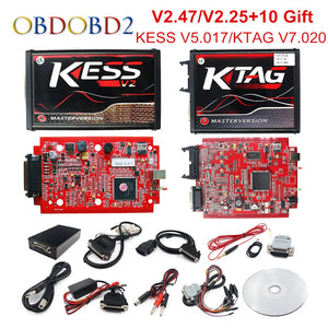 Online V2.47 EU Red KESS V5.017 OBD2 Manager Tuning KTAG V7.020 4 LED KESS V2 5.017 BDM Frame K-TAG V2.25 Auto ECU Programmer