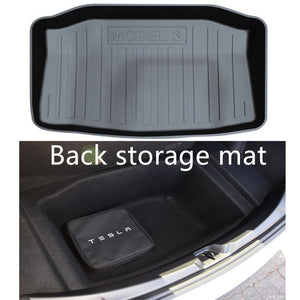 Customized for Tesla Model 3 Cargo Liner Rear Cargo Tray Trunk Floor Mat Black Rubber Waterproof