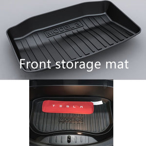 Customized for Tesla Model 3 Cargo Liner Rear Cargo Tray Trunk Floor Mat Black Rubber Waterproof