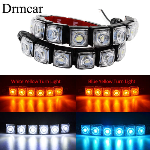 1Pcs White Waterproof Bright Flexible Driving Fog Bulb Warning Lamp Car Styling  Daytime Running Light 6LED DC 12V Auto Led