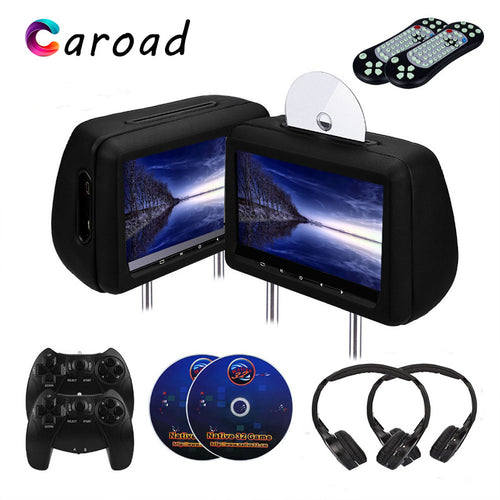 Caroad 2PCS 10.1 inch Car Headrest Monitor DVD Video Player With FM/IR Transmitter/USB/SD/HDMI Port/Speaker/Game/Gamepad/control