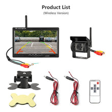 Load image into Gallery viewer, Jansite 7 inches TFT LCD Car Monitor Wireless version HD Display camera Reverse Assistance Camera Paking System 18IR LED camera