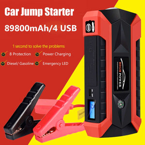 89800mAh Car Jump Starter Multifunction Emergency Charger Battery Power Bank Pack Booster 12V 4USB Starting Device Waterproof