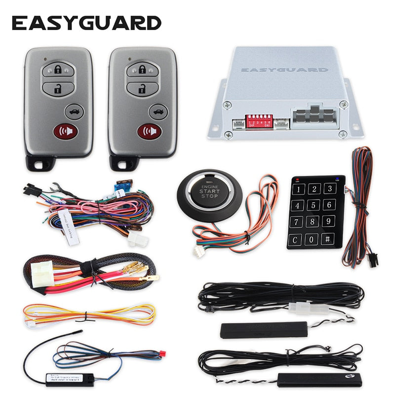 EASYGUARD pke car alarm system push button start stop central locking with remote control remote starter keyless door lock